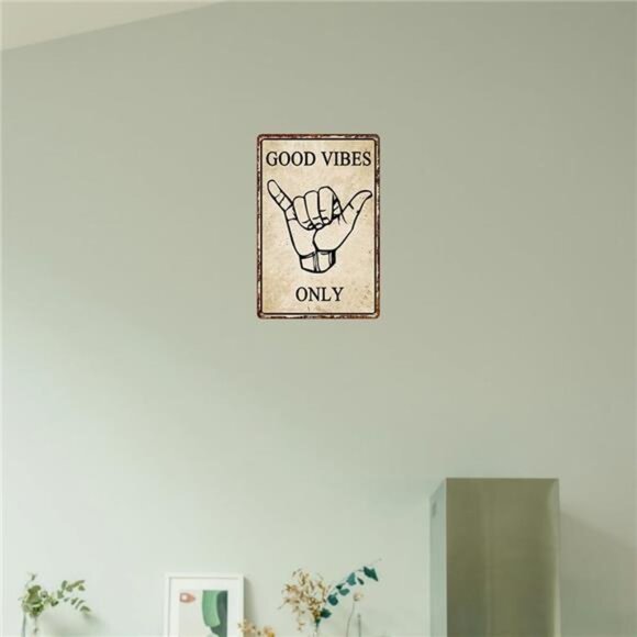 Funny Metal Tin Sign Good Vibes Only Sign Vintage Road Signs Beach Room Decor - Picture 7 of 8